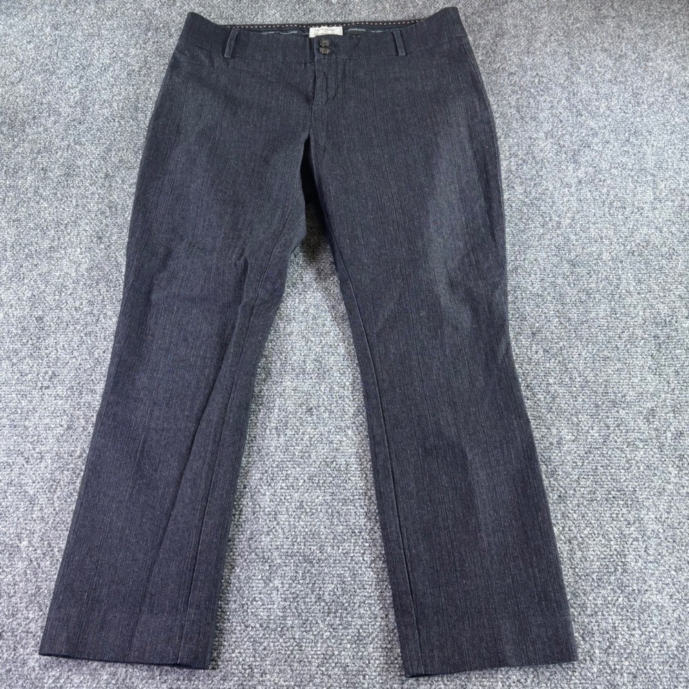Anthropologie The Essential Slim Pants Women 10 Gray Textured Cotton Blend